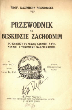 Pierwszy przewodnik po Beskidzie Zachodnim wyd. w 1914 r.